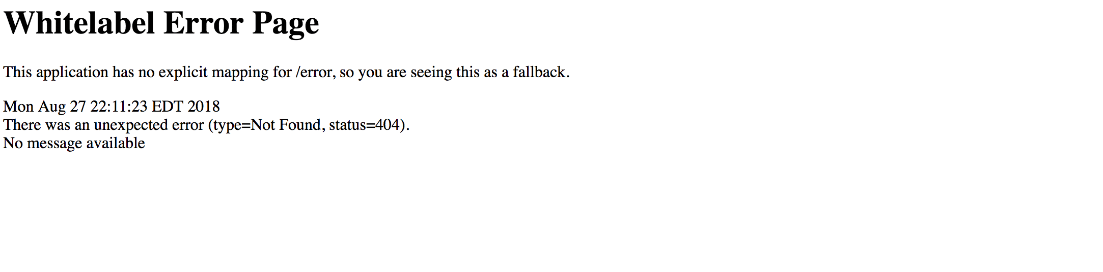 Index page error. Whitelabel error page перевод на русский.