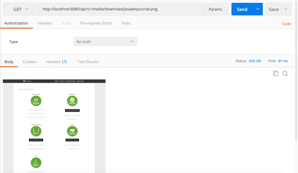 File Upload Spring Boot - REST API response