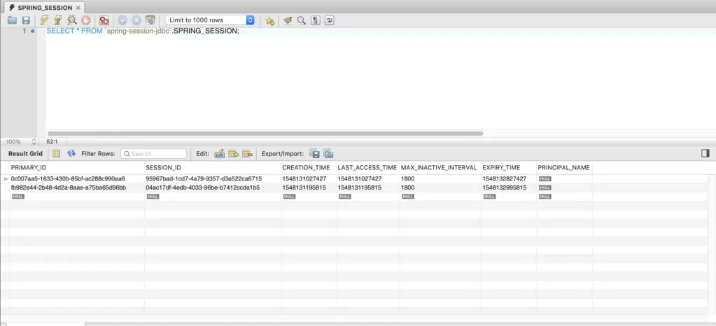 Spring Session with JDBC