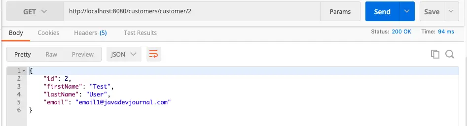 Spring Boot Hibernate - Get Customer