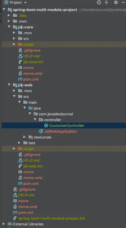 Multi-Module Project With Spring Boot -intellij