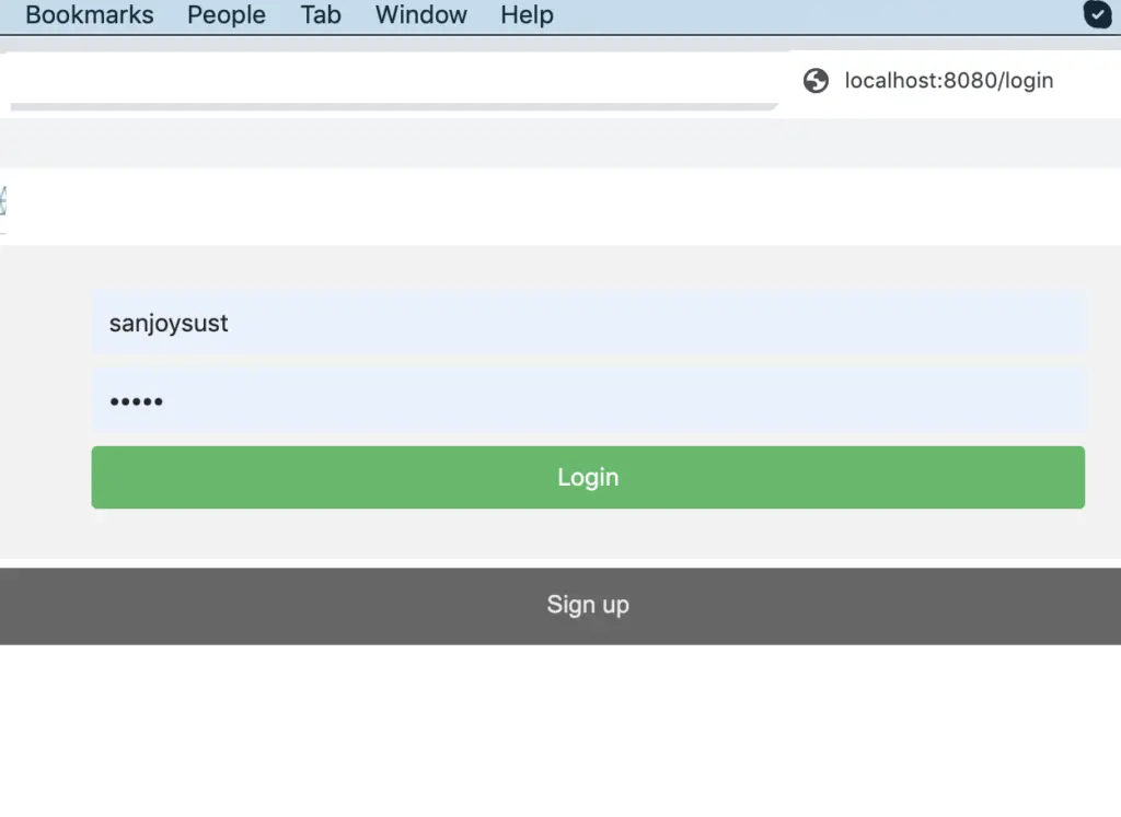 login screen