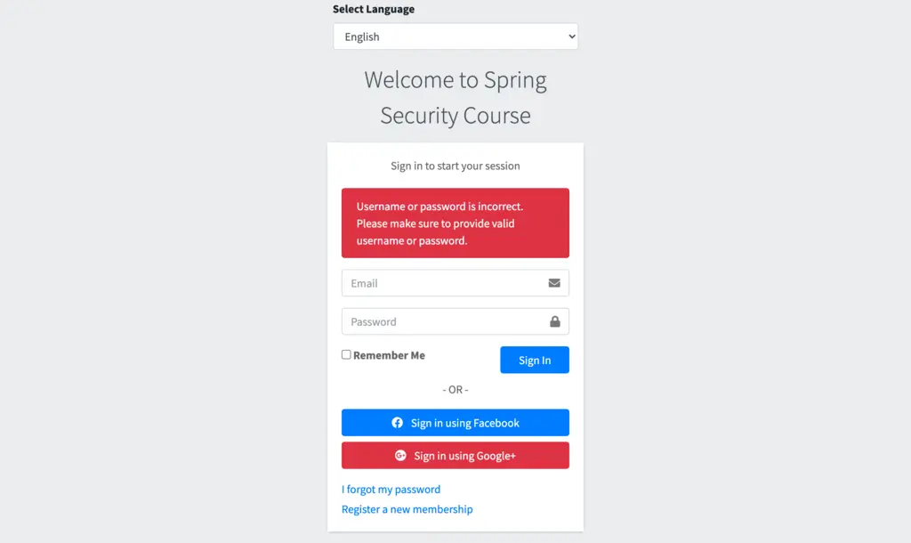 Spring Security Login- Error Handling and Localization English