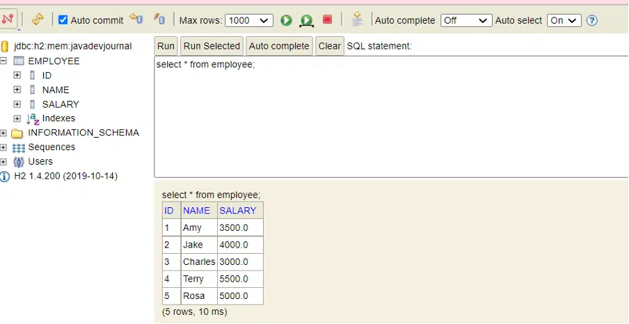 Spring Boot With H2 Database